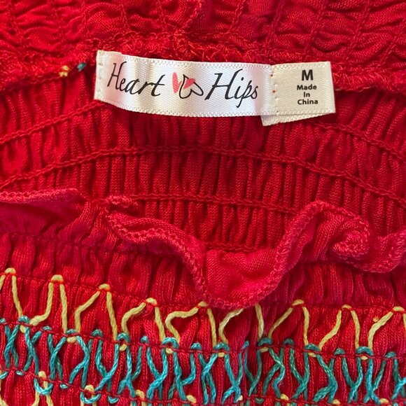 Heart and Hips Red Smocked Crop Top - Picture 3 of 4